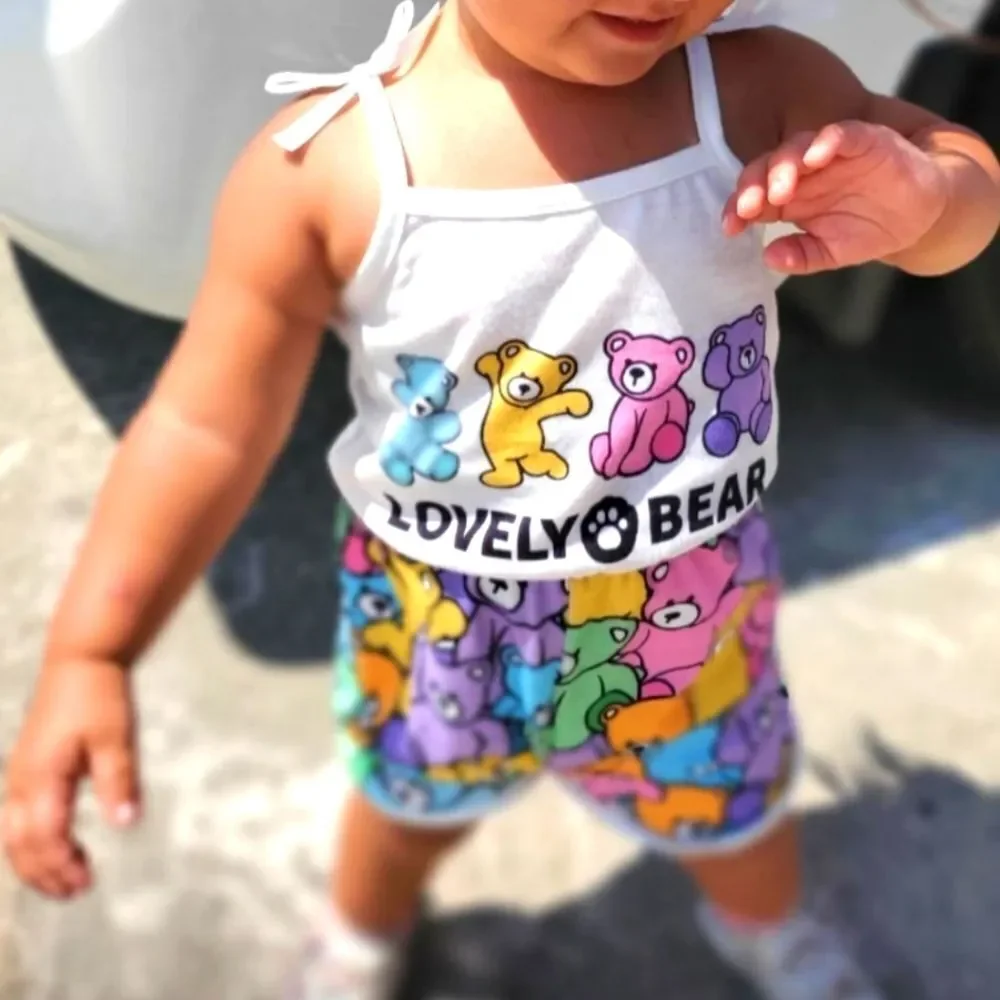 Girl's cute graphic cartoon bear romper sz 3-4Y